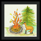 Fox Campfire Kids Room Fine Art Print - Framed Print