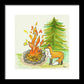 Fox Campfire Kids Room Fine Art Print - Framed Print