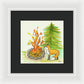 Fox Campfire Kids Room Fine Art Print - Framed Print