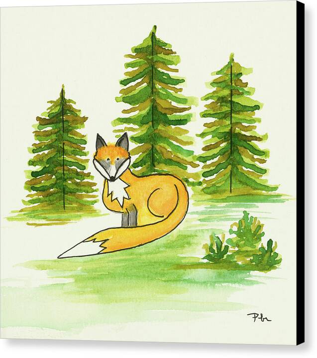 Fox Trees Kids Room Fine Art Print - Canvas Print