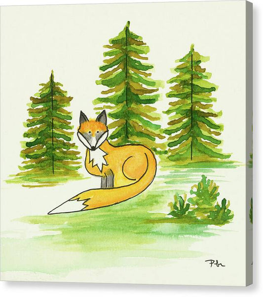 Fox Trees Kids Room Fine Art Print - Canvas Print