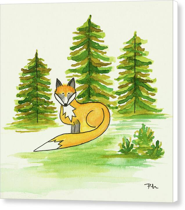 Fox Trees Kids Room Fine Art Print - Canvas Print