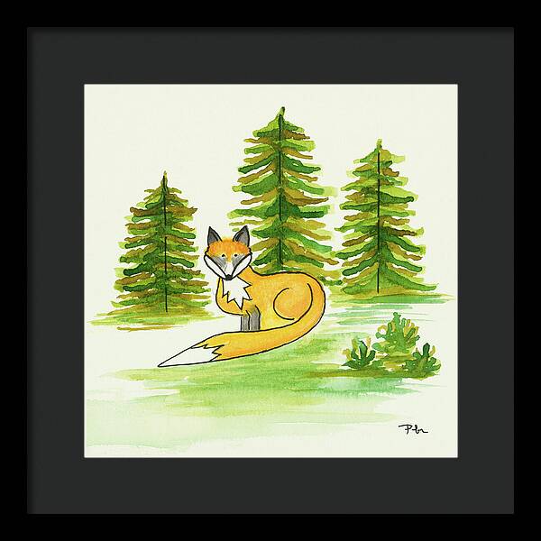 Fox Trees Kids Room Fine Art Print - Framed Print