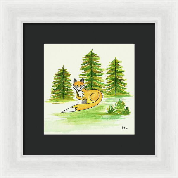 Fox Trees Kids Room Fine Art Print - Framed Print