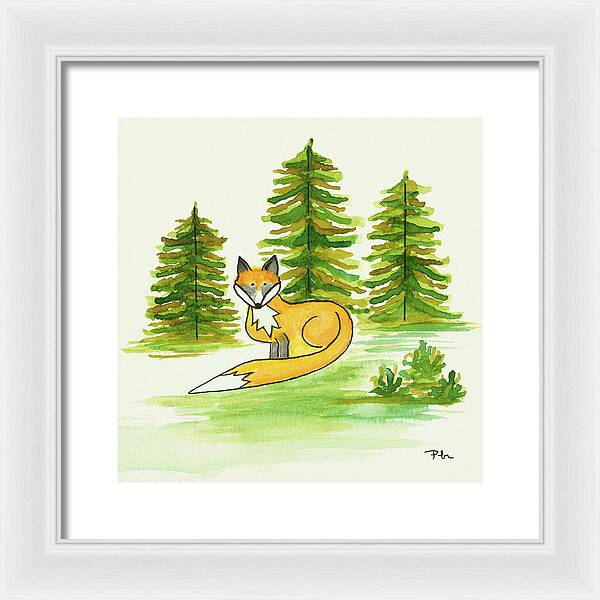 Fox Trees Kids Room Fine Art Print - Framed Print