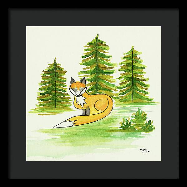 Fox Trees Kids Room Fine Art Print - Framed Print