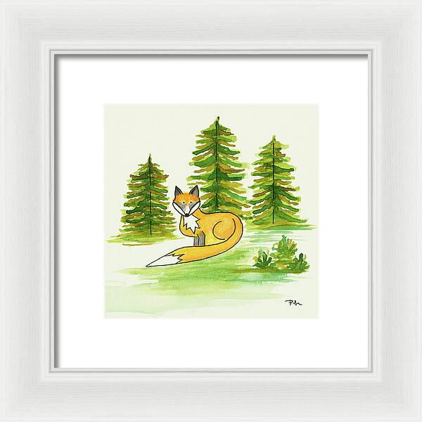 Fox Trees Kids Room Fine Art Print - Framed Print