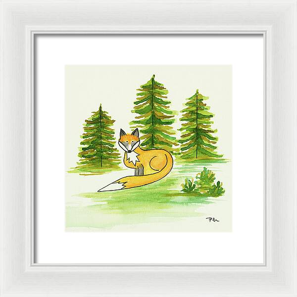 Fox Trees Kids Room Fine Art Print - Framed Print