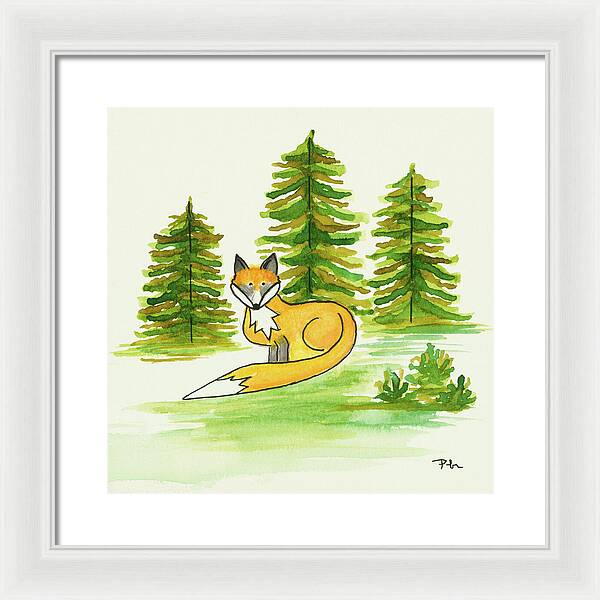 Fox Trees Kids Room Fine Art Print - Framed Print