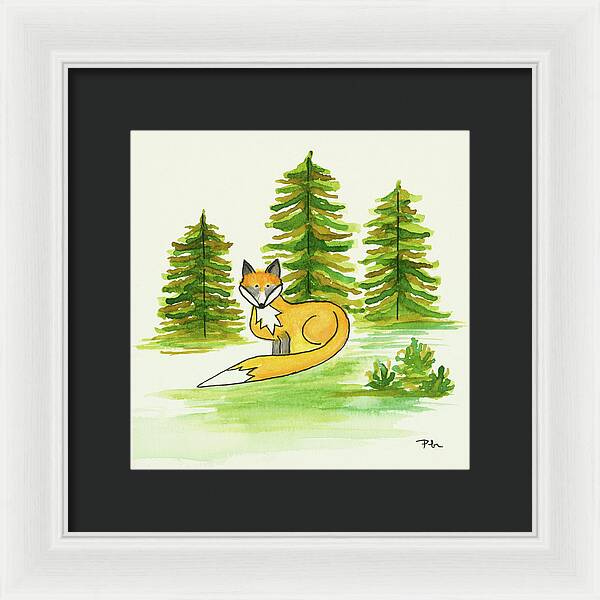 Fox Trees Kids Room Fine Art Print - Framed Print