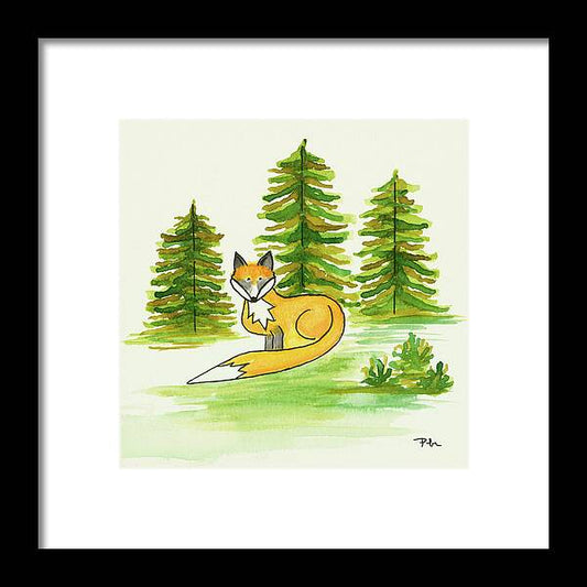 Fox Trees Kids Room Fine Art Print - Framed Print