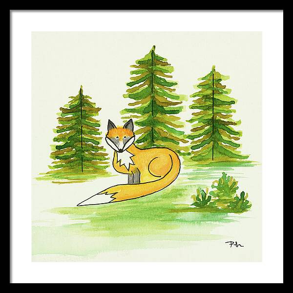 Fox Trees Kids Room Fine Art Print - Framed Print