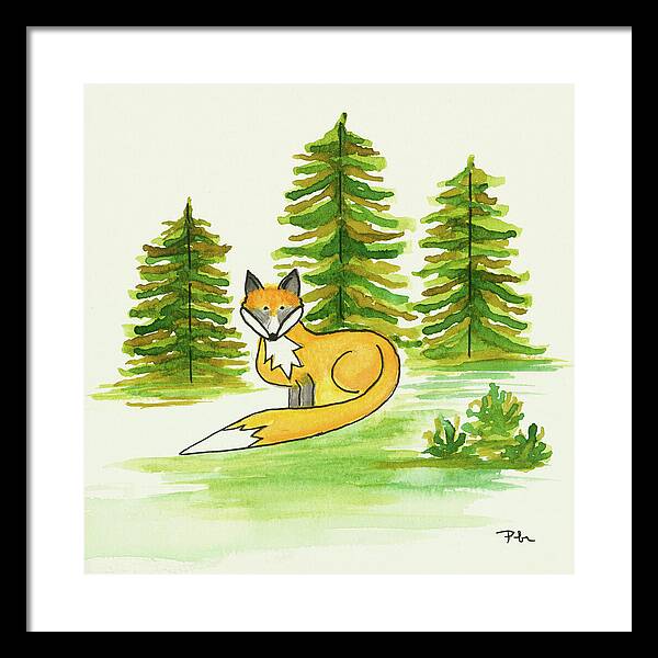 Fox Trees Kids Room Fine Art Print - Framed Print