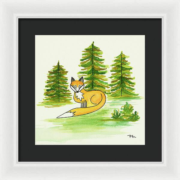 Fox Trees Kids Room Fine Art Print - Framed Print