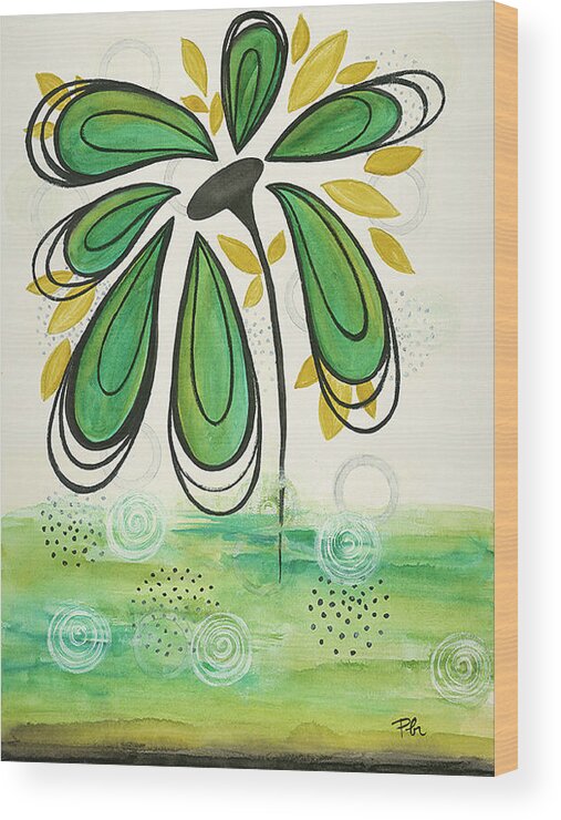 Green Flower Fine Art Print - Wood Print