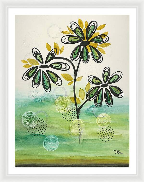 Green Floral Fine Art Print - Framed Print