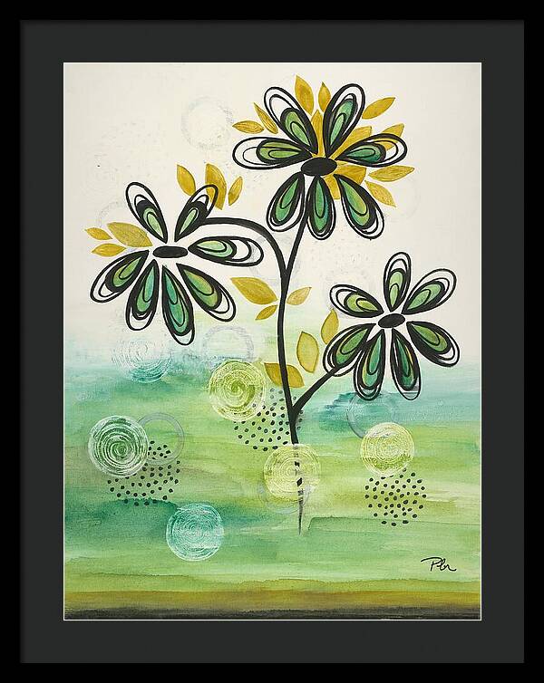 Green Floral Fine Art Print - Framed Print