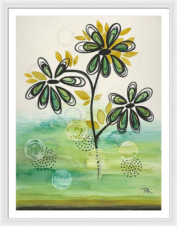 Green Floral Fine Art Print - Framed Print