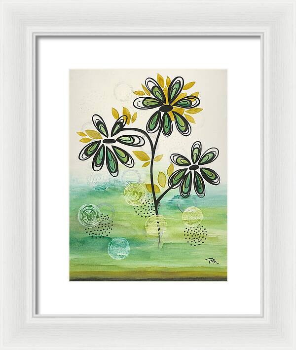 Green Floral Fine Art Print - Framed Print