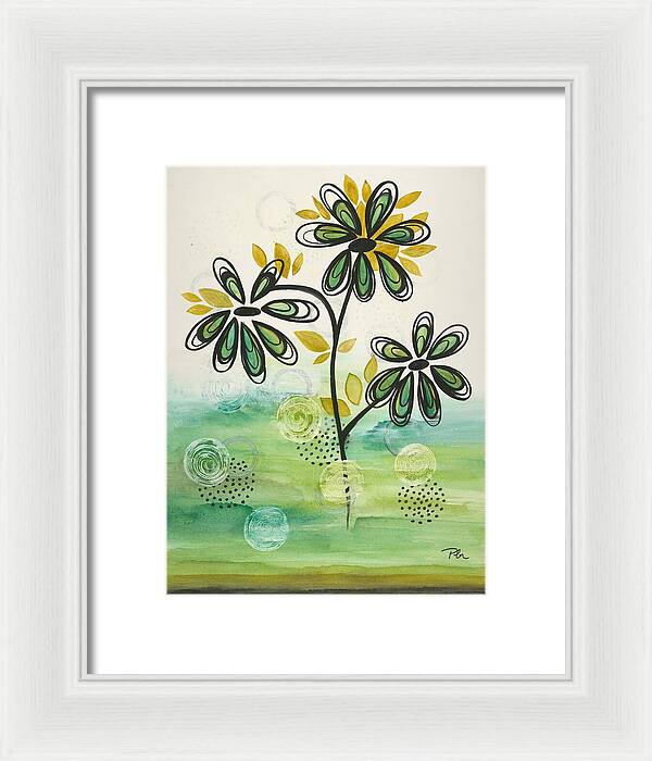 Green Floral Fine Art Print - Framed Print