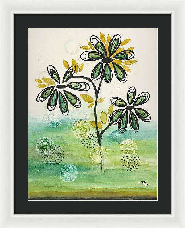 Green Floral Fine Art Print - Framed Print