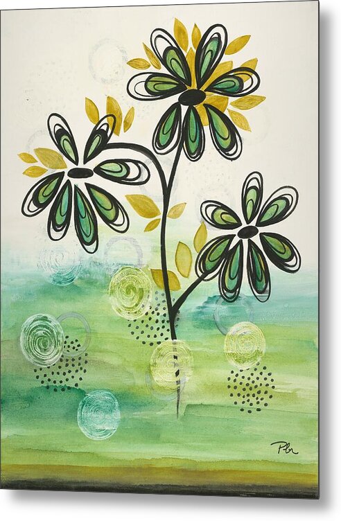 Green Floral Fine Art Print - Metal Print