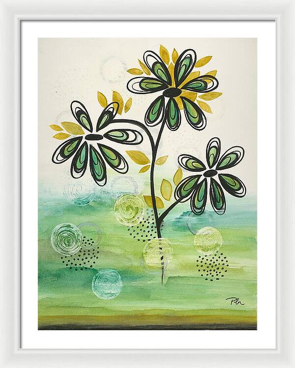 Green Floral Fine Art Print - Framed Print