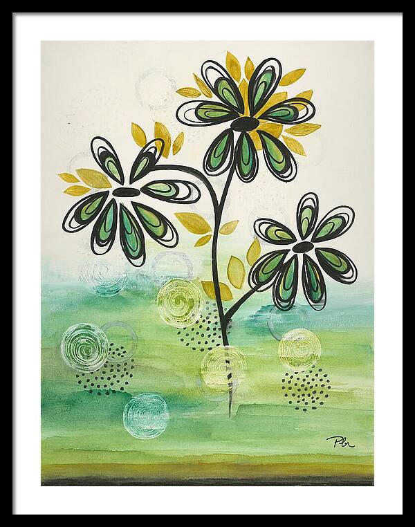 Green Floral Fine Art Print - Framed Print