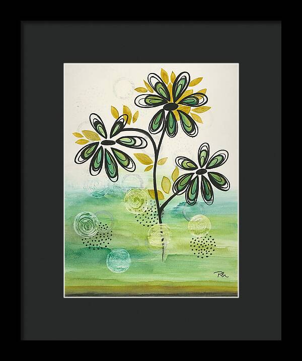 Green Floral Fine Art Print - Framed Print