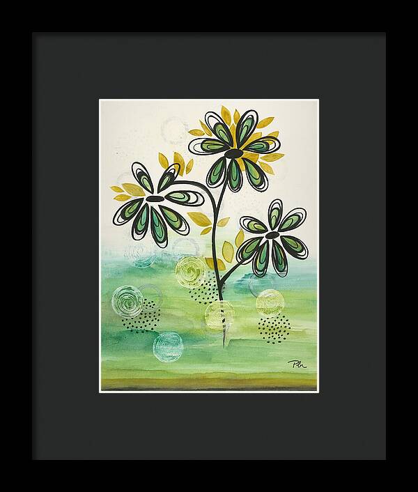 Green Floral Fine Art Print - Framed Print