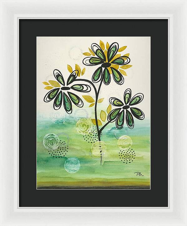 Green Floral Fine Art Print - Framed Print