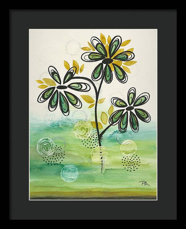 Green Floral Fine Art Print - Framed Print