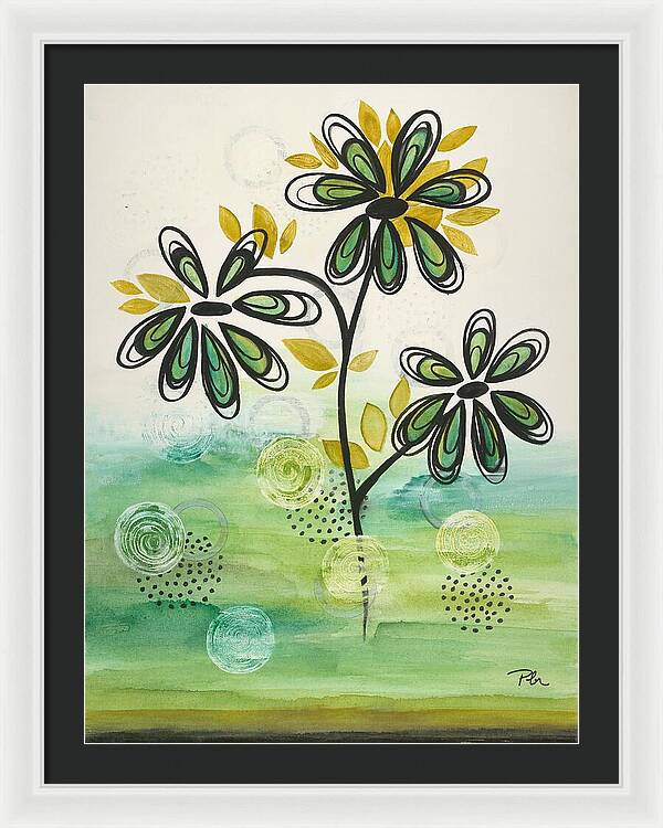 Green Floral Fine Art Print - Framed Print