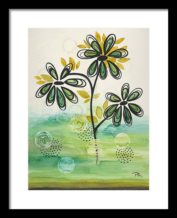 Green Floral Fine Art Print - Framed Print