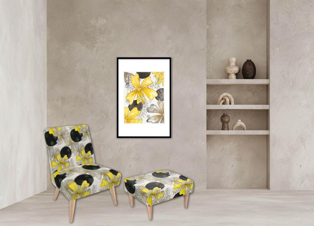 Modern Footstool Yellow